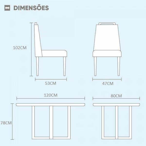 Imagem de Conjunto Sala de Jantar 4 Lugares Lisboa Madeira Maciça Tampo Com Vidro