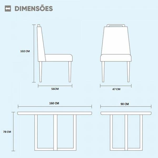 Imagem de Conjunto Sala de Jantar 6 Lugares Mesa Lisy e 6 Cadeiras em Veludo - Móveis Mix