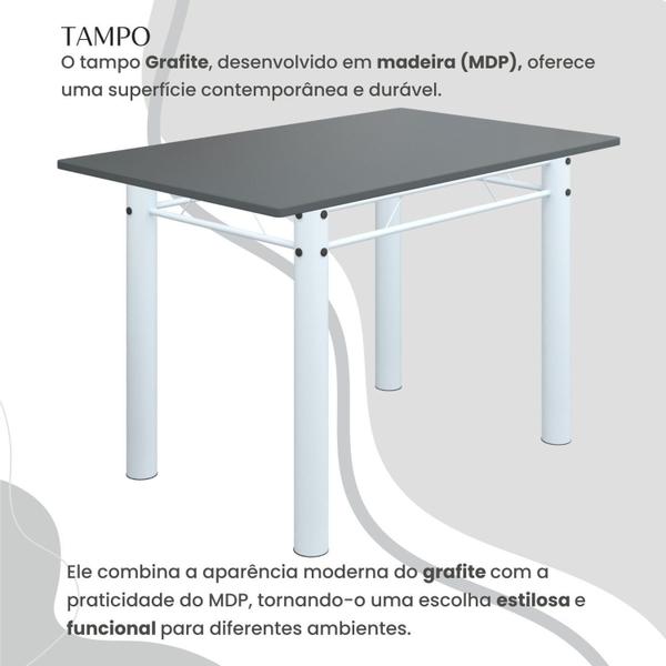 Imagem de Conjunto Sala de Jantar Bahia Mesa Tubo 120x75cm Tampo Madeira com 4 Cadeiras