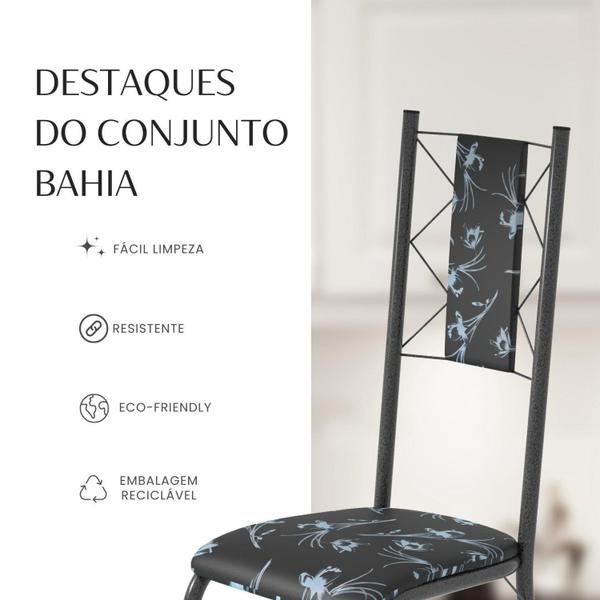 Imagem de Conjunto Sala de Jantar Bahia Mesa Tubo 120x75cm Tampo Madeira com 4 Cadeiras