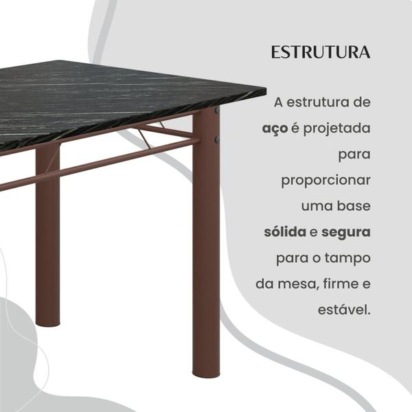 Imagem de Conjunto Sala de Jantar Bahia Mesa Tubo 120x75cm Tampo Pedra Ardósia Indiana com 4 Cadeiras