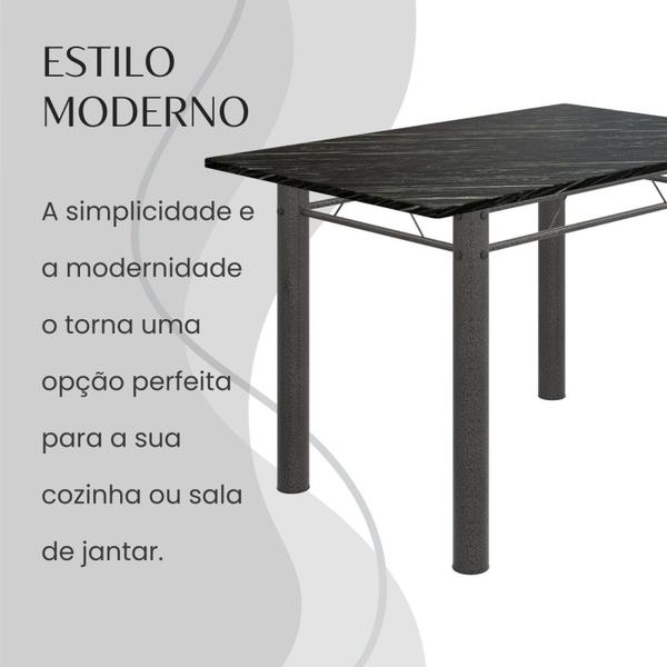 Imagem de Conjunto Sala de Jantar Bahia Mesa Tubo 120x75cm Tampo Pedra Ardósia Indiana com 4 Cadeiras