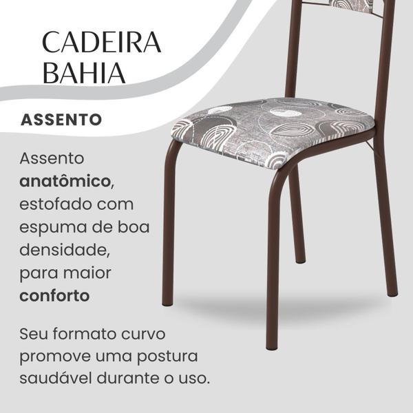 Imagem de Conjunto Sala de Jantar Bahia Mesa Tubo 120x75cm Tampo Pedra com 4 Cadeiras