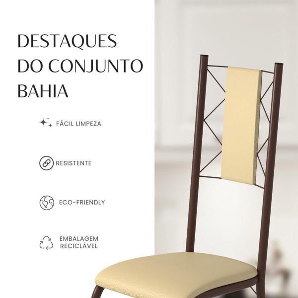 Imagem de Conjunto Sala de Jantar Bahia Mesa Tubo 120x75cm Tampo Pedra com 4 Cadeiras