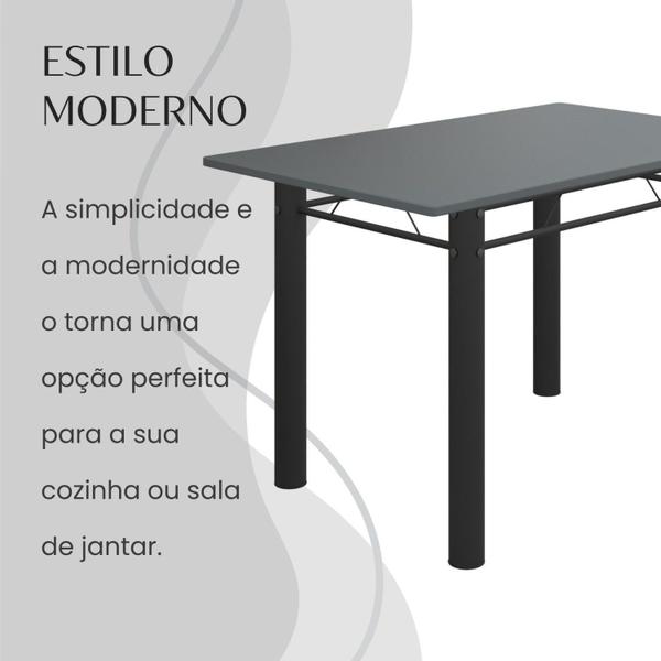 Imagem de Conjunto Sala de Jantar Bahia Mesa Tubo 120x75cm Tampo Pedra com 4 Cadeiras