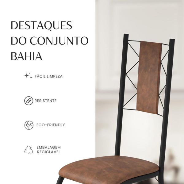 Imagem de Conjunto Sala de Jantar Bahia Mesa Tubo 120x75cm Tampo Pedra com 4 Cadeiras