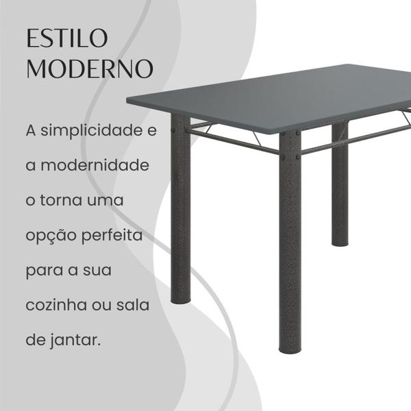 Imagem de Conjunto Sala de Jantar Bahia Mesa Tubo 120x75cm Tampo Pedra com 4 Cadeiras