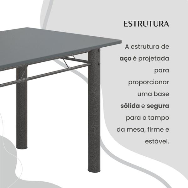 Imagem de Conjunto Sala de Jantar Bahia Mesa Tubo 120x75cm Tampo Pedra com 4 Cadeiras