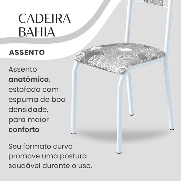 Imagem de Conjunto Sala de Jantar Bahia Mesa Tubo 120x75cm Tampo Pedra com 4 Cadeiras