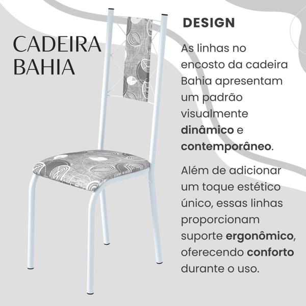 Imagem de Conjunto Sala de Jantar Bahia Mesa Tubo 120x75cm Tampo Pedra com 4 Cadeiras