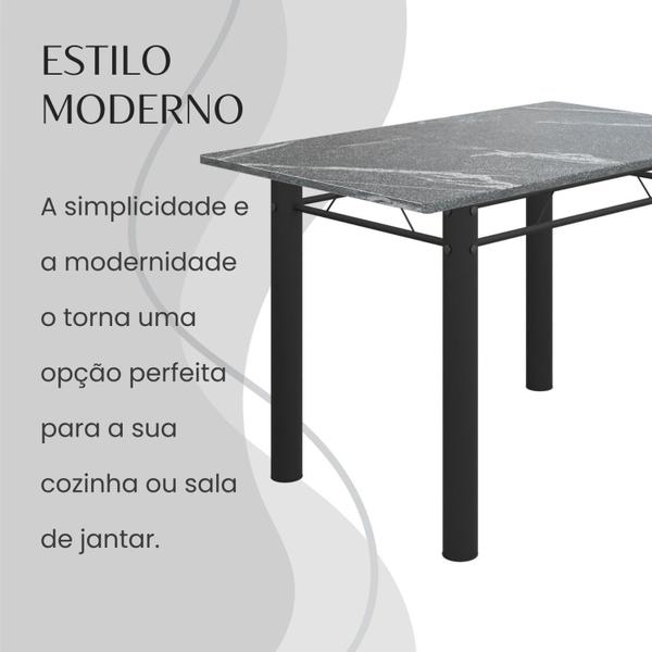 Imagem de Conjunto Sala de Jantar Bahia Mesa Tubo 120x75cm Tampo Pedra Granito Topázio com 4 Cadeiras