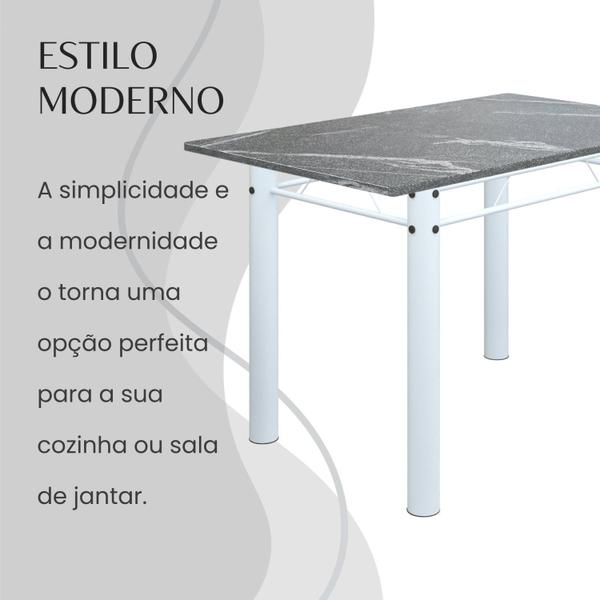 Imagem de Conjunto Sala de Jantar Bahia Mesa Tubo 120x75cm Tampo Pedra Granito Topázio com 4 Cadeiras