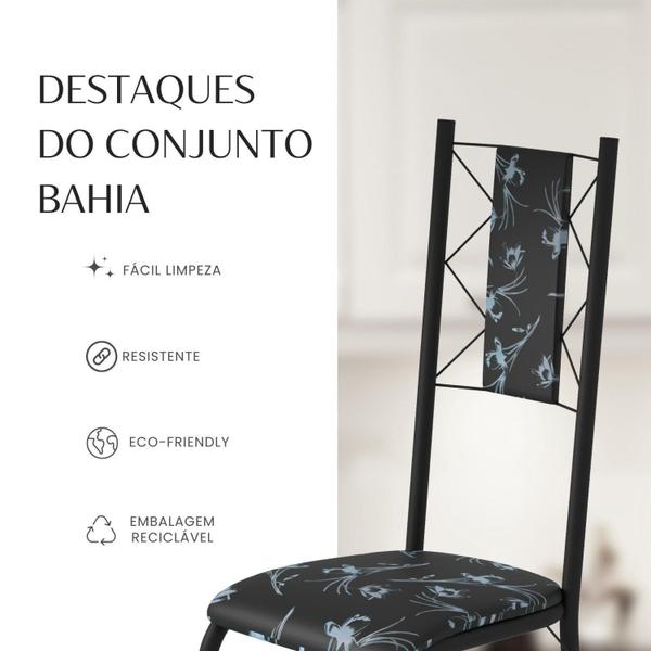 Imagem de Conjunto Sala de Jantar Bahia Mesa Tubo 140x75cm Tampo Madeira com 6 Cadeiras