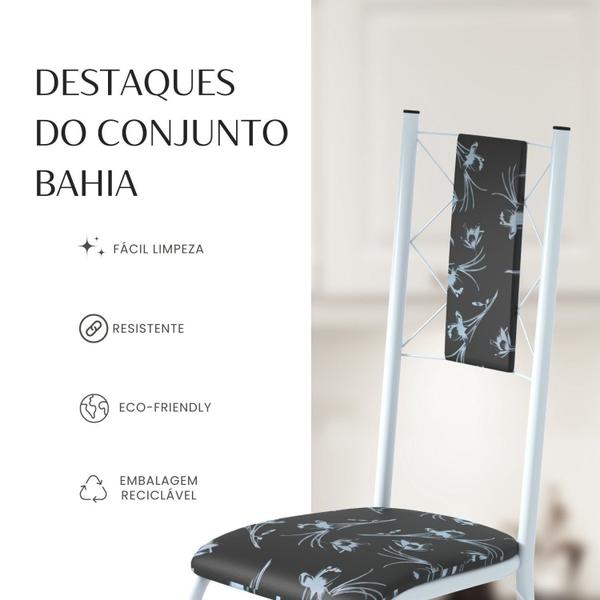 Imagem de Conjunto Sala de Jantar Bahia Mesa Tubo 140x75cm Tampo Madeira Indiano com 6 Cadeiras