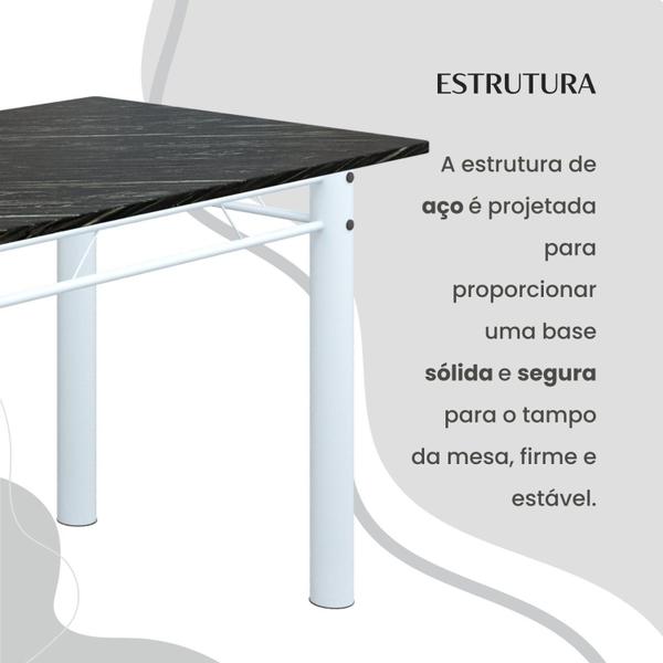 Imagem de Conjunto Sala de Jantar Bahia Mesa Tubo 140x75cm Tampo Pedra Ardósia Indiana com 6 Cadeiras