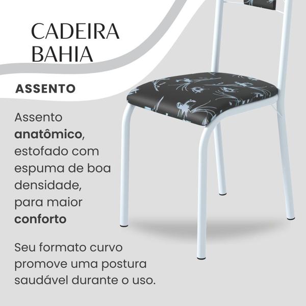 Imagem de Conjunto Sala de Jantar Bahia Mesa Tubo 140x75cm Tampo Pedra Ardósia Indiana com 6 Cadeiras