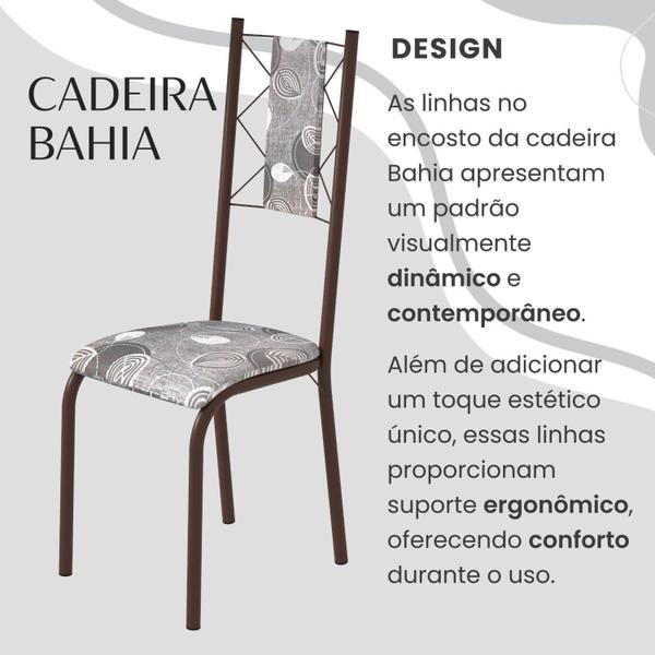 Imagem de Conjunto Sala de Jantar Bahia Mesa Tubo 140x75cm Tampo Pedra com 6 Cadeiras