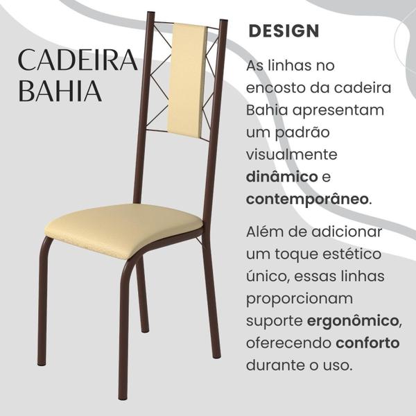 Imagem de Conjunto Sala de Jantar Bahia Mesa Tubo 140x75cm Tampo Pedra com 6 Cadeiras