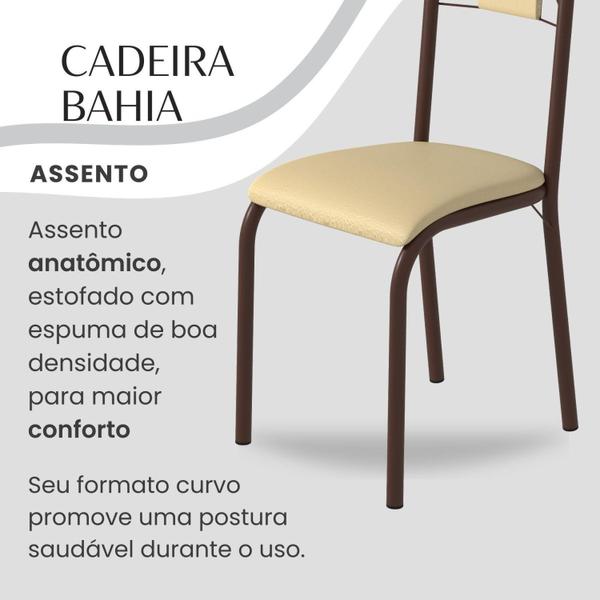 Imagem de Conjunto Sala de Jantar Bahia Mesa Tubo 140x75cm Tampo Pedra com 6 Cadeiras