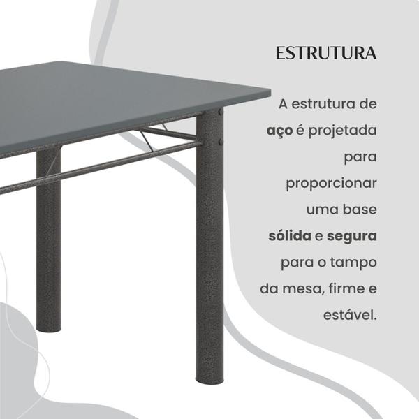 Imagem de Conjunto Sala de Jantar Bahia Mesa Tubo 140x75cm Tampo Pedra com 6 Cadeiras