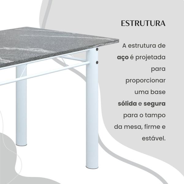 Imagem de Conjunto Sala de Jantar Bahia Mesa Tubo 140x75cm Tampo Pedra Granito Topázio com 6 Cadeiras