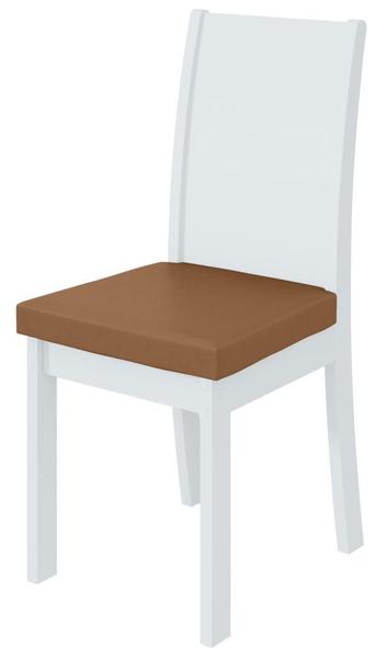 Imagem de Conjunto Sala de Jantar com Mesa 1,20 e 4 cadeiras Athenas material sintético Caramelo Branco - Móveis Lopas