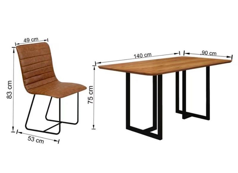 Imagem de Conjunto Sala de Jantar com Mesa Tampo em Madeira e 6 Cadeiras Itáliacafé/cinamomo/material sintético marrom