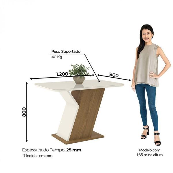 Imagem de Conjunto Sala De Jantar Com Vidro 120 Cm 4 Cadeiras Nature Com Off White E Marrom Expresso