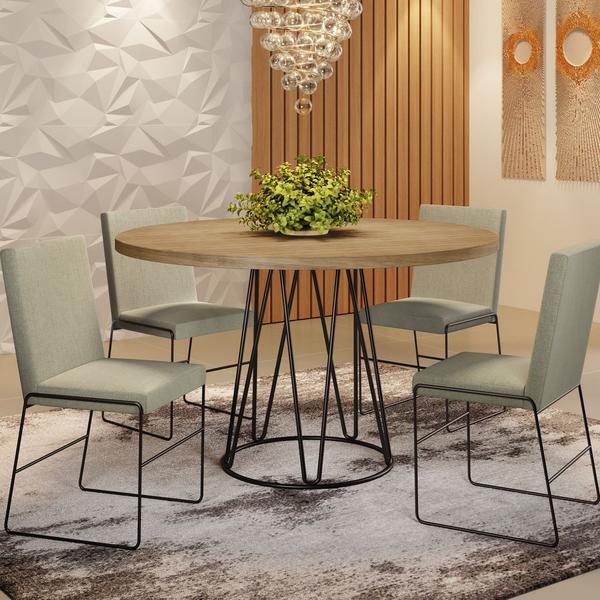 Imagem de Conjunto Sala de Jantar Mesa 110cm Mdf Bp com 4 Cadeiras Dubai Mais Decor