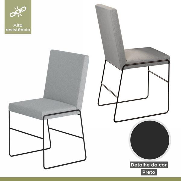 Imagem de Conjunto Sala de Jantar Mesa 110cm Tampo MDF Laqueado/Vidro 4 Cadeiras Dubai Mais Decor