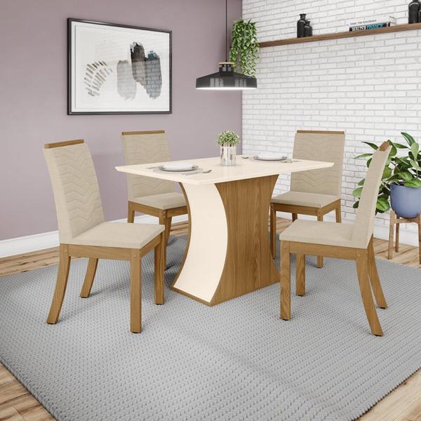 Imagem de Conjunto Sala de Jantar Mesa 120cm Tampo MDF Canto Reto com 4 Cadeiras Madely Espresso Móveis