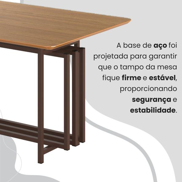 Imagem de Conjunto Sala de Jantar Mesa 120cm X 90cm Base Pérola Tampo Mdf Florença Marrom