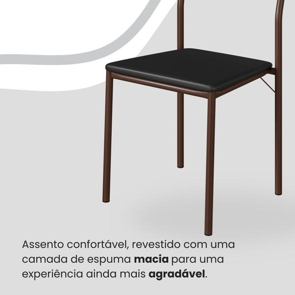 Imagem de Conjunto Sala de Jantar Mesa 120cm X 90cm Base Pérola Tampo Mdf Florença Preto / Marrom