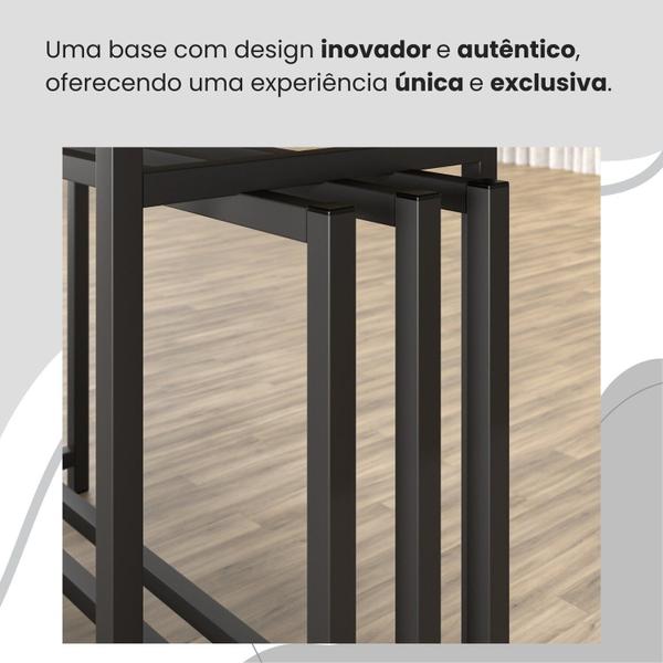 Imagem de Conjunto Sala de Jantar Mesa 120cm X 90cm Base Pérola Tampo Mdf Laca com Vidro Florença Creme / Preto