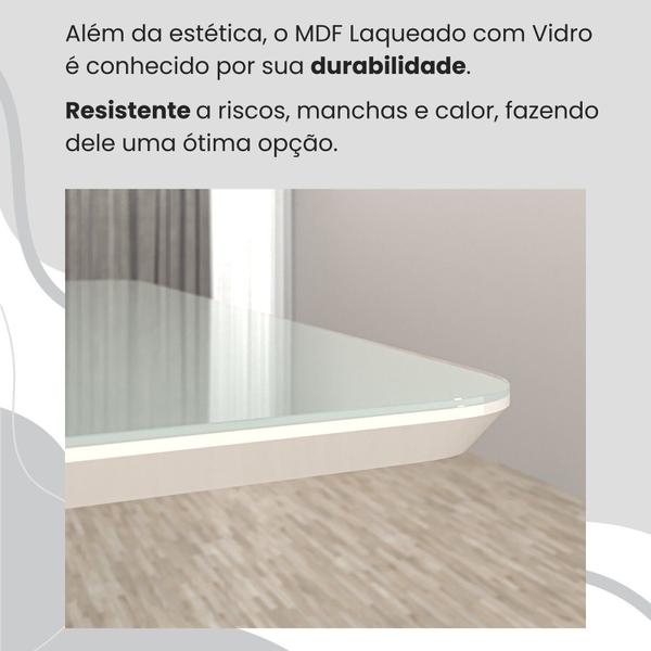 Imagem de Conjunto Sala de Jantar Mesa 120cm X 90cm Base Pérola Tampo Mdf Laca com Vidro Florença Grafite / Marrom