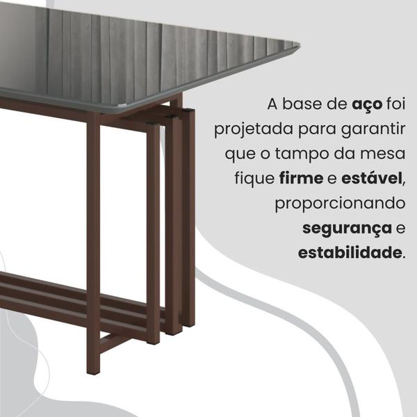 Imagem de Conjunto Sala de Jantar Mesa 120cm X 90cm Base Pérola Tampo Mdf Laca com Vidro Florença Preto / Marrom