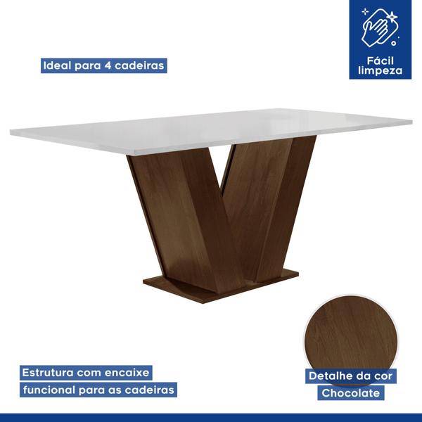 Imagem de Conjunto Sala de Jantar Mesa 120x80cm Tampo MDF com 4 Cadeiras Espanha Yescasa