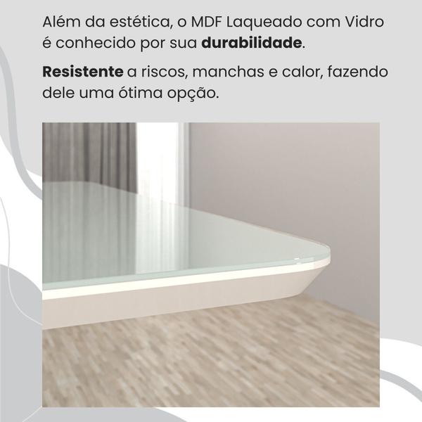 Imagem de Conjunto Sala de Jantar Mesa 120x90cm Base Império Tampo Mdf Laca com Vidro Florença Creme/Marrom