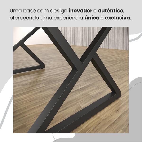 Imagem de Conjunto Sala de Jantar Mesa 120x90cm Base Império Tampo Mdf Laca com Vidro Florença Creme /Preto