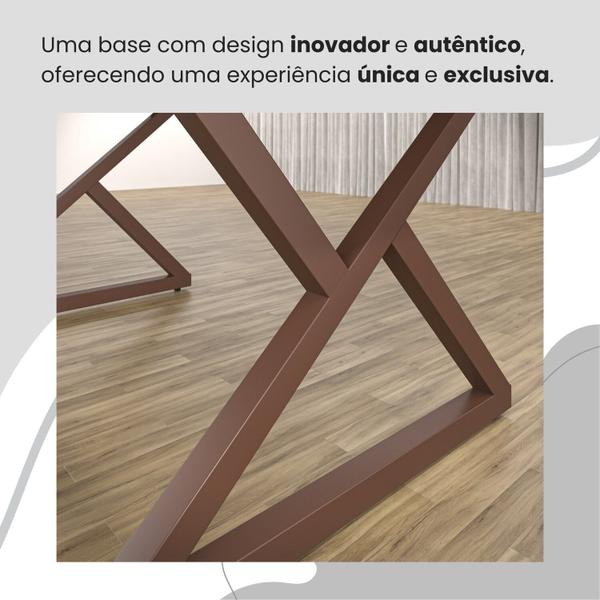 Imagem de Conjunto Sala de Jantar Mesa 120x90cm Base Império Tampo Mdf Laca com Vidro Florença Grafite/Marrom