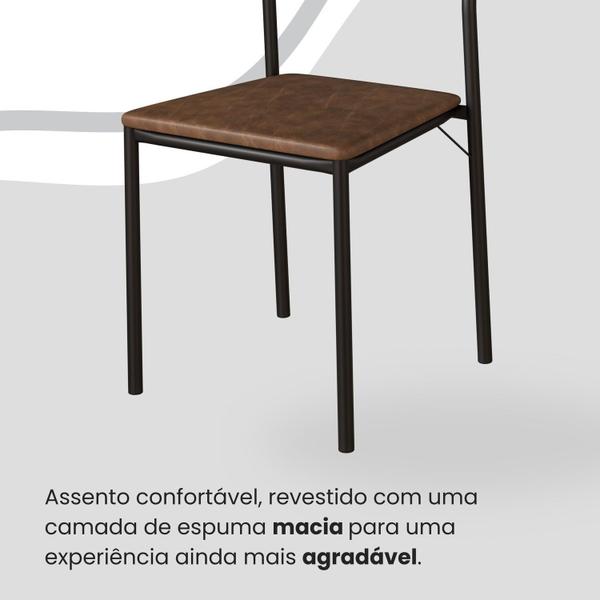 Imagem de Conjunto Sala de Jantar Mesa 120x90cm Base Império Tampo Mdf Laca com Vidro Florença Marrom/Preto