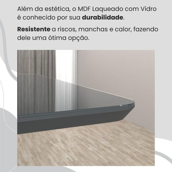 Imagem de Conjunto Sala de Jantar Mesa 120x90cm Base Império Tampo Mdf Laca com Vidro Florença Marrom/Preto