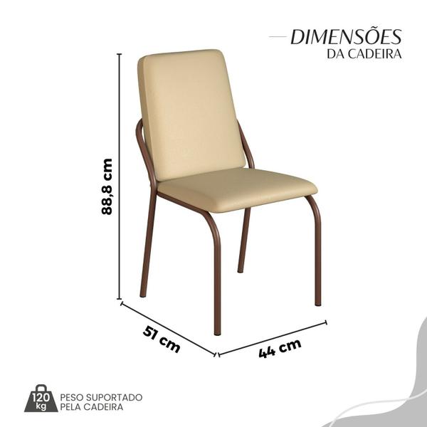 Imagem de Conjunto Sala de Jantar Mesa 120x90cm Base Império Tampo Mdf Laca com Vidro Malibu Creme / Marrom