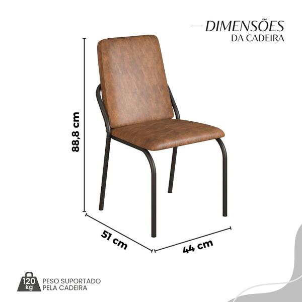 Imagem de Conjunto Sala de Jantar Mesa 120x90cm Base Império Tampo Mdf Laca com Vidro Malibu marrom / preto