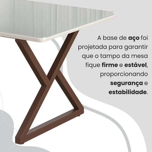 Imagem de Conjunto Sala de Jantar Mesa 120x90cm Base Império Tampo Mdf Laca com Vidro Malibu