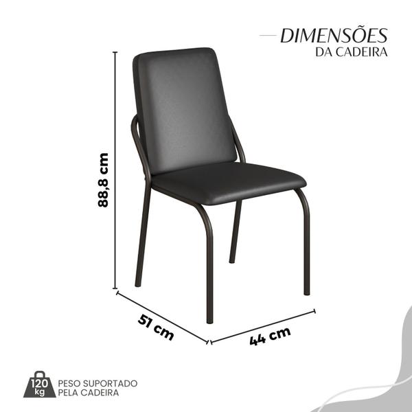 Imagem de Conjunto Sala de Jantar Mesa 120x90cm Base Império Tampo Mdf Laca com Vidro Malibu Preto