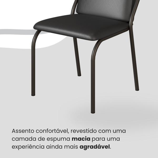 Imagem de Conjunto Sala de Jantar Mesa 120x90cm Base Império Tampo Mdf Malibu Preto