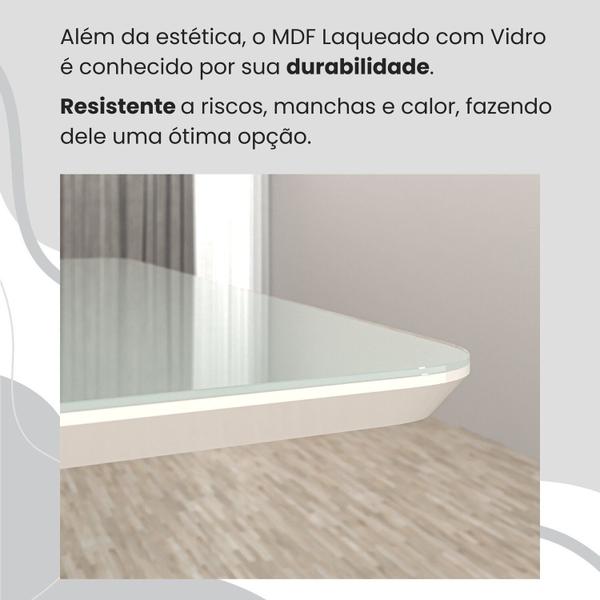 Imagem de Conjunto Sala de Jantar Mesa 120x90cm Base Lunna Tampo Mdf Laca com Vidro Florença Grafite/Marrom