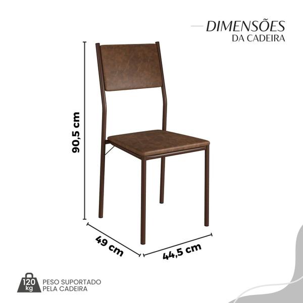 Imagem de Conjunto Sala de Jantar Mesa 120x90cm Base Lunna Tampo Mdf Laca com Vidro Florença Marrom