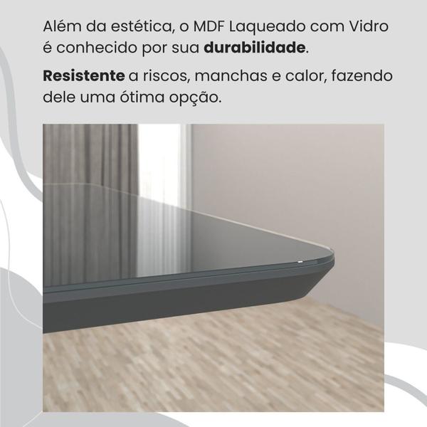 Imagem de Conjunto Sala de Jantar Mesa 120x90cm Base Lunna Tampo Mdf Laca com Vidro Florença Marrom/Preto